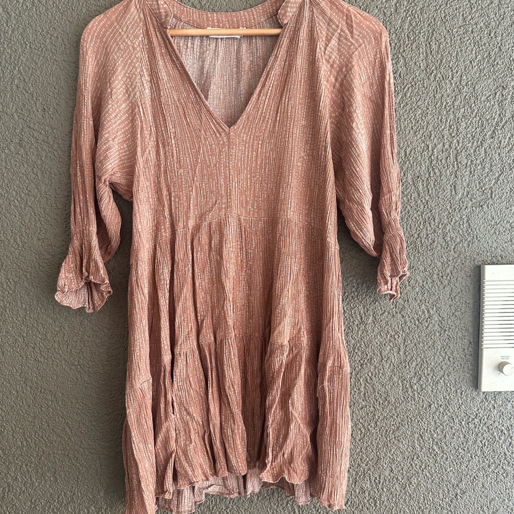 Millibon Blush Pink V-Neck Peasant Tunic
